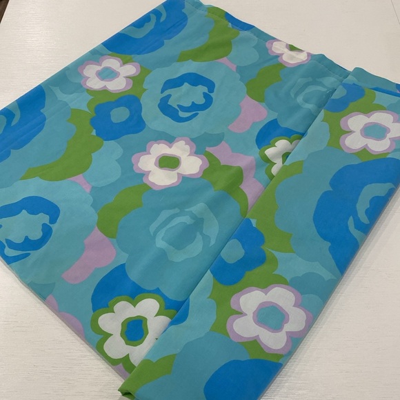 Wamsutta Blue and Green Floral vintage 70s flat sheet for full standard bed - Picture 6 of 6